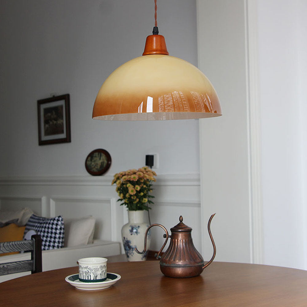 Amber Glass Farmhouse Pendant Lamp | Vintage-Inspired Ceiling Fixture