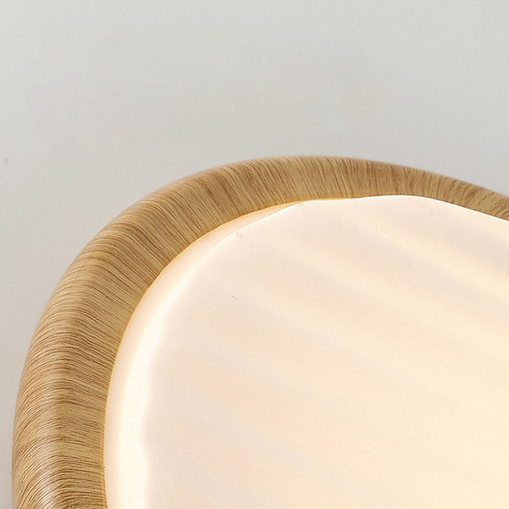 Modern Round Wood LED Ceiling Lamp | Pleated Shade