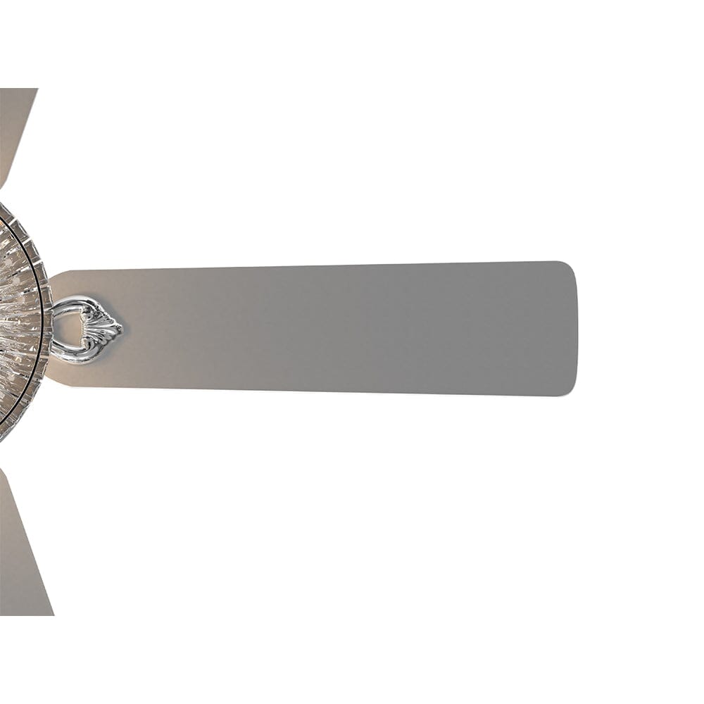 Elegant 52-Inch Silver Ceiling Fan with Crystal Chandelier Lighting