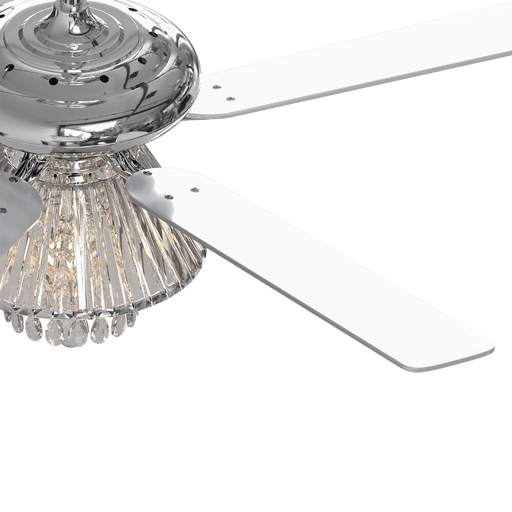 Elegant 52-Inch Silver Ceiling Fan with Crystal Chandelier Lighting