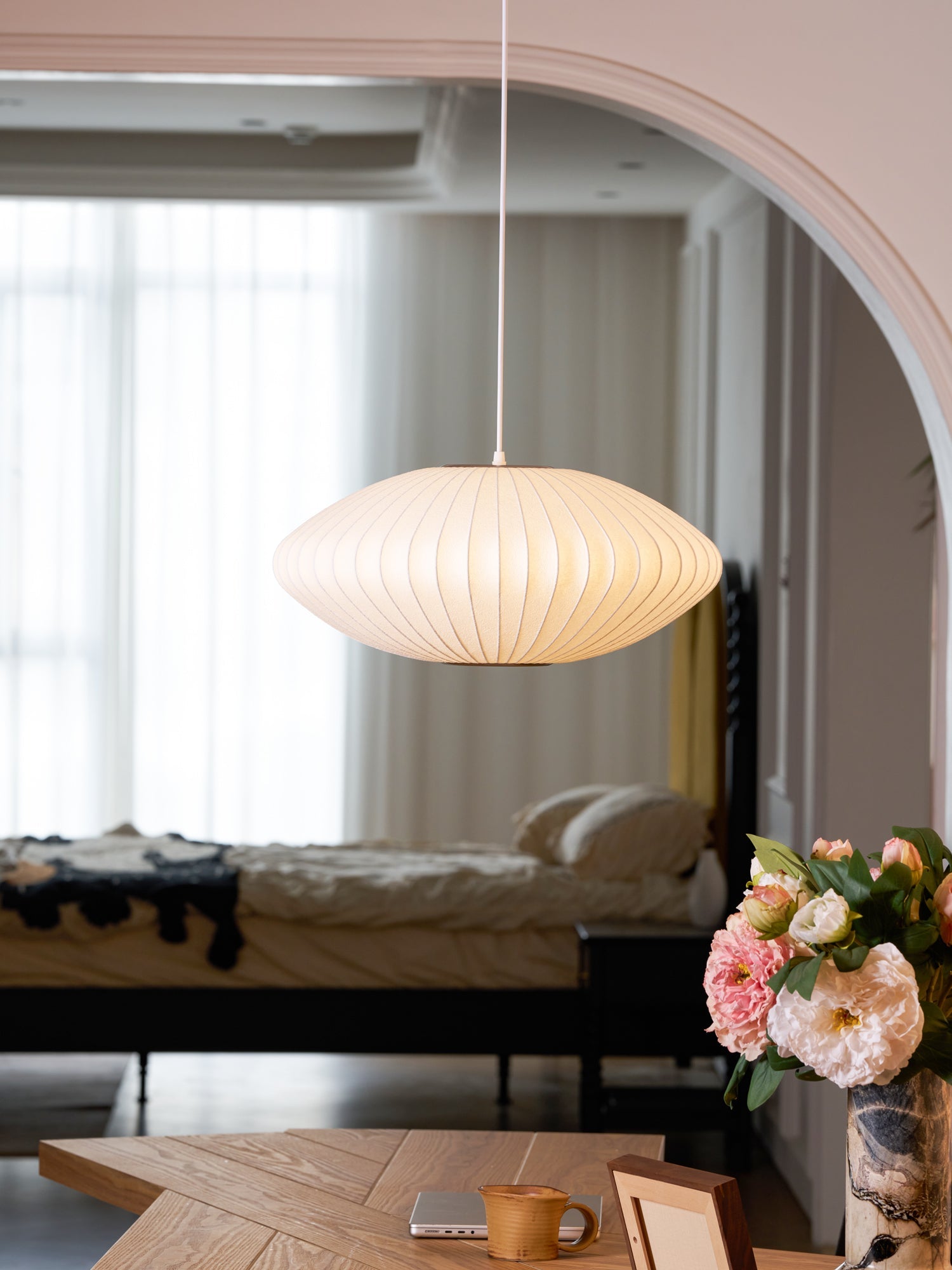Modern Mulberry Fabric Bubble Chandelier – Hallway Decorative Pendant Lamp