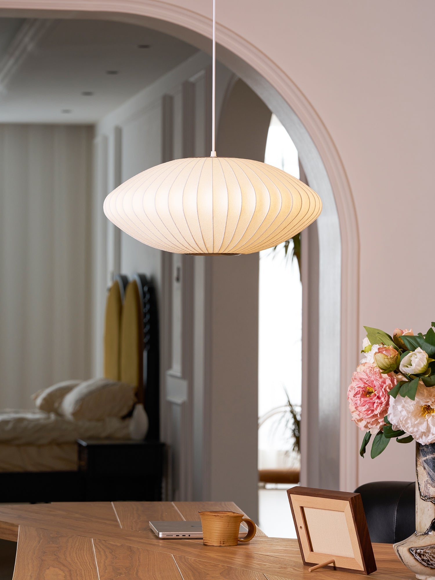Modern Mulberry Fabric Bubble Chandelier – Hallway Decorative Pendant Lamp