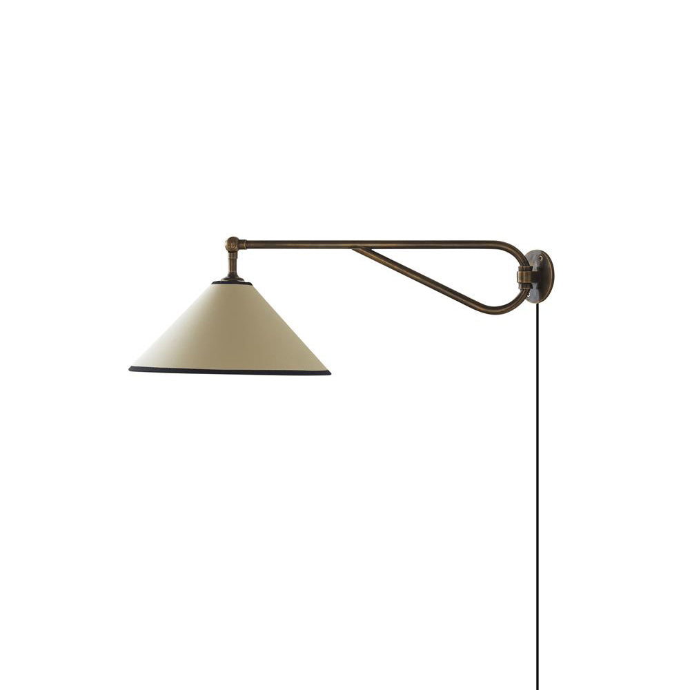 Antique Style Brass Wall Light - Fabric Shade Sconce