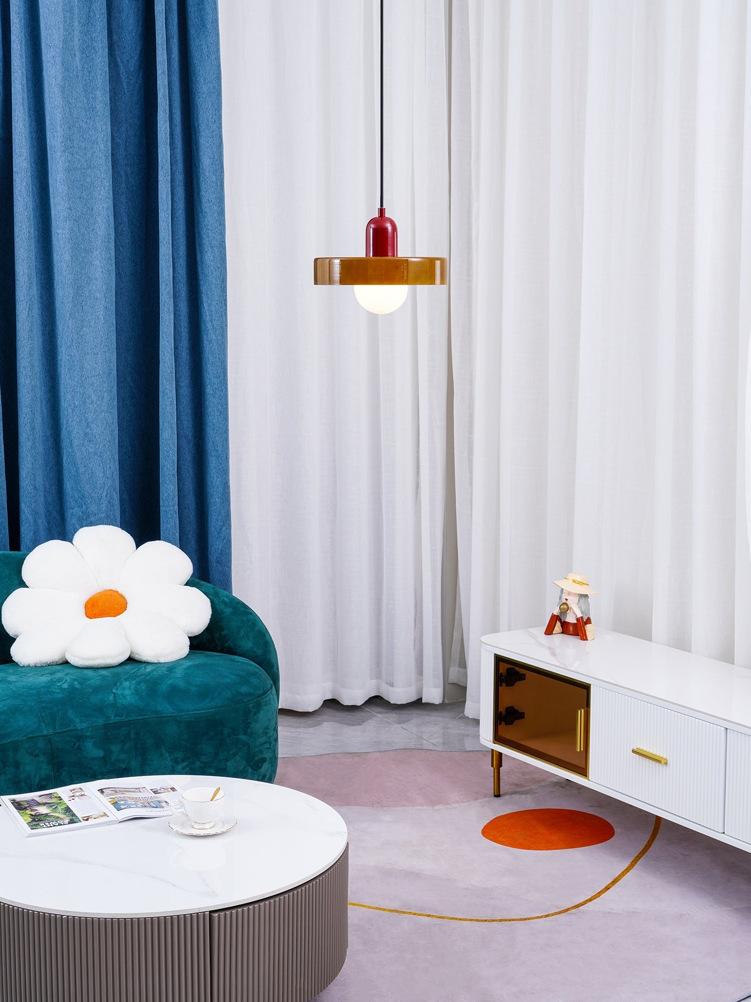 Colourful Disc Orb Plug-in Pendant Light – Lighting Fixture in 6 Colours