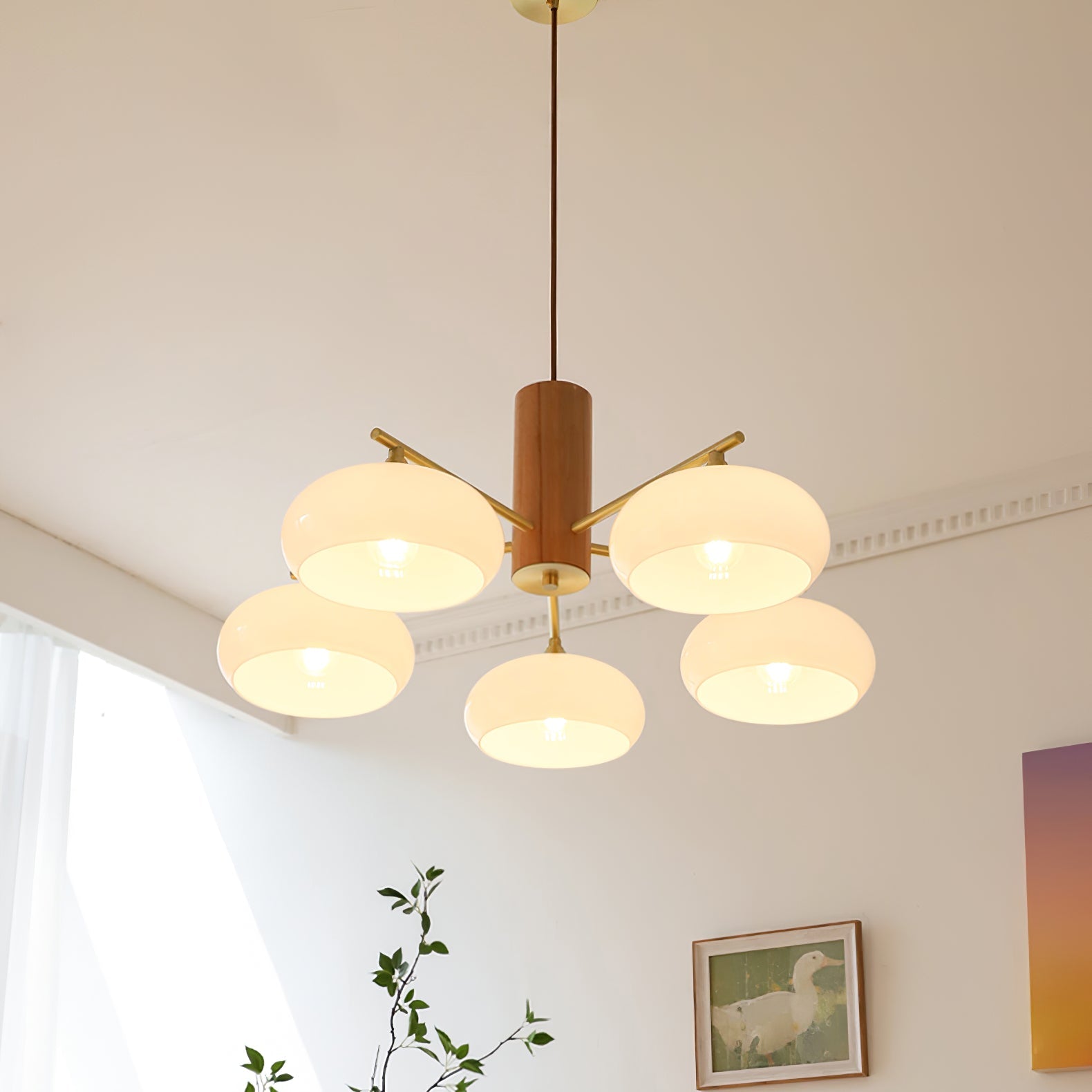 Modern Elliptical Persimmon Chandelier – Ceiling Light Fixture