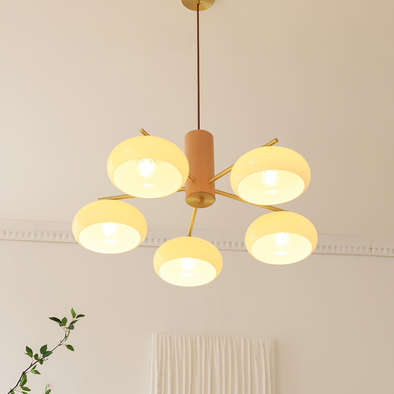 Modern Elliptical Persimmon Chandelier – Ceiling Light Fixture