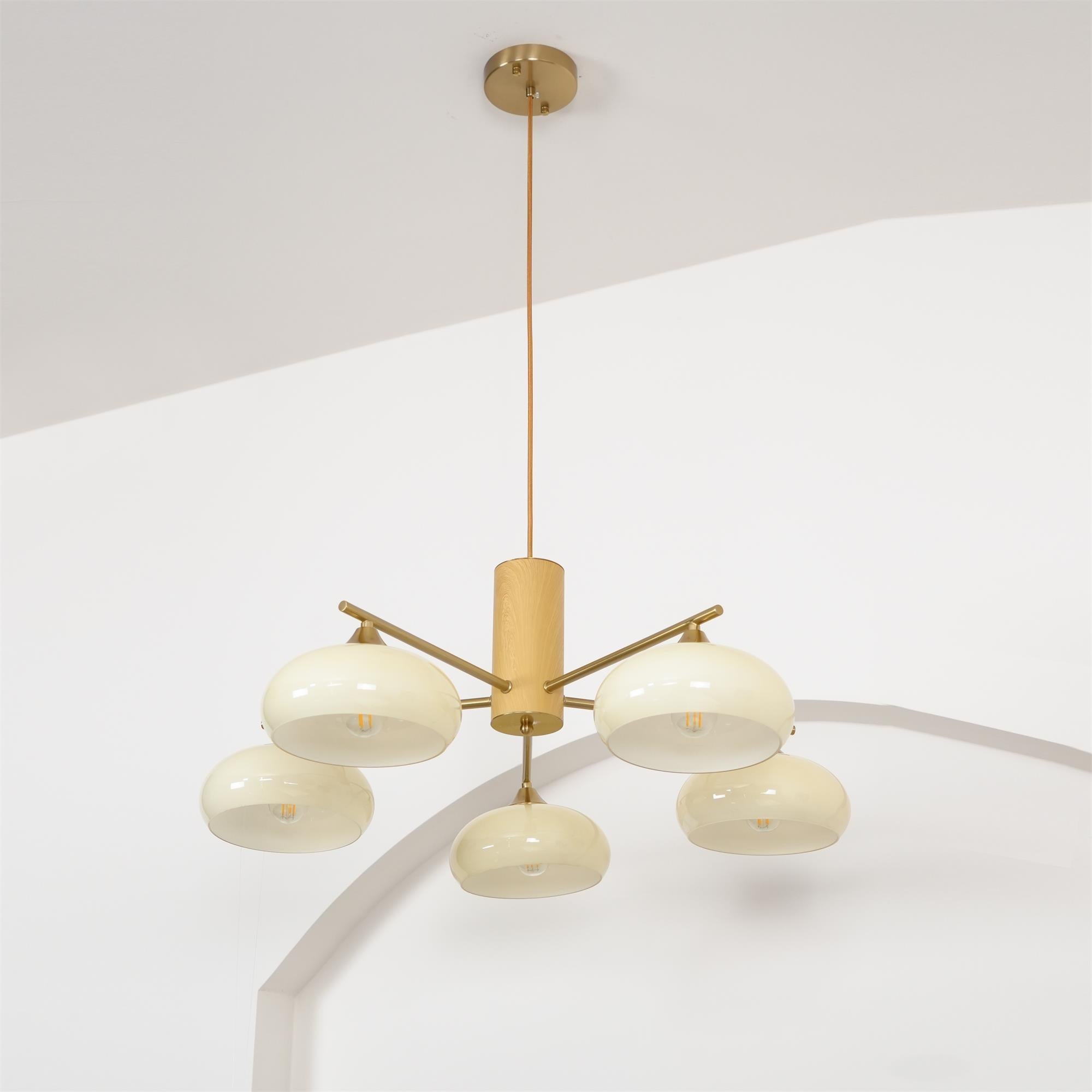 Modern Elliptical Persimmon Chandelier – Ceiling Light Fixture