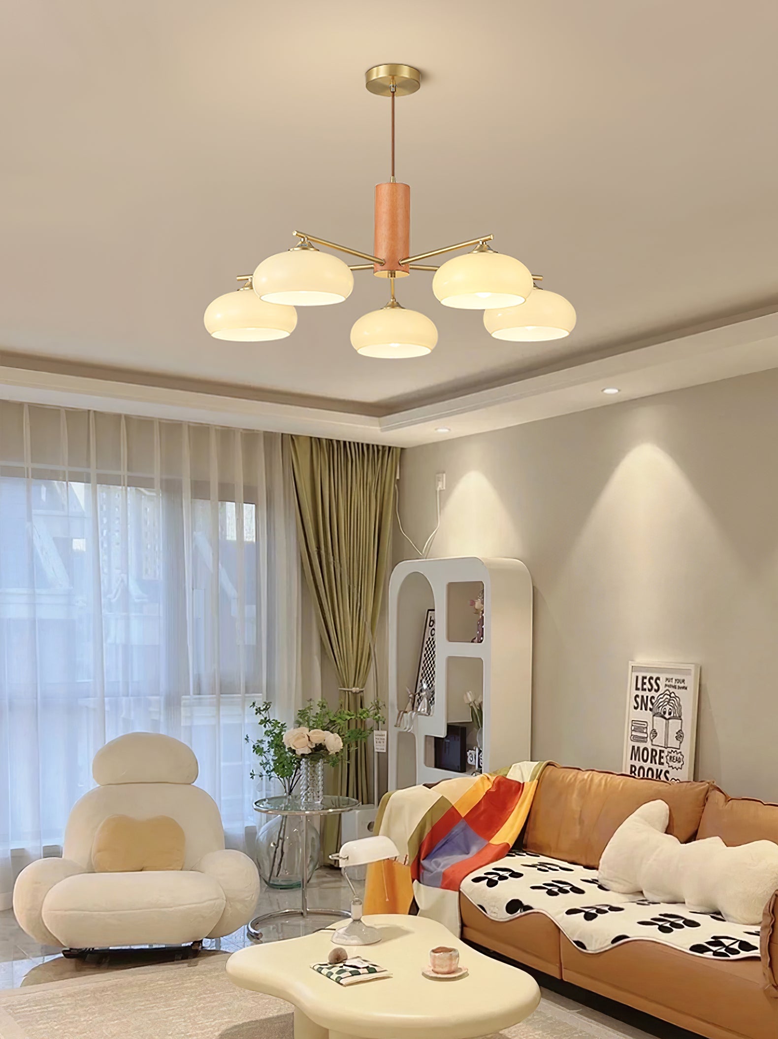 Modern Elliptical Persimmon Chandelier – Ceiling Light Fixture