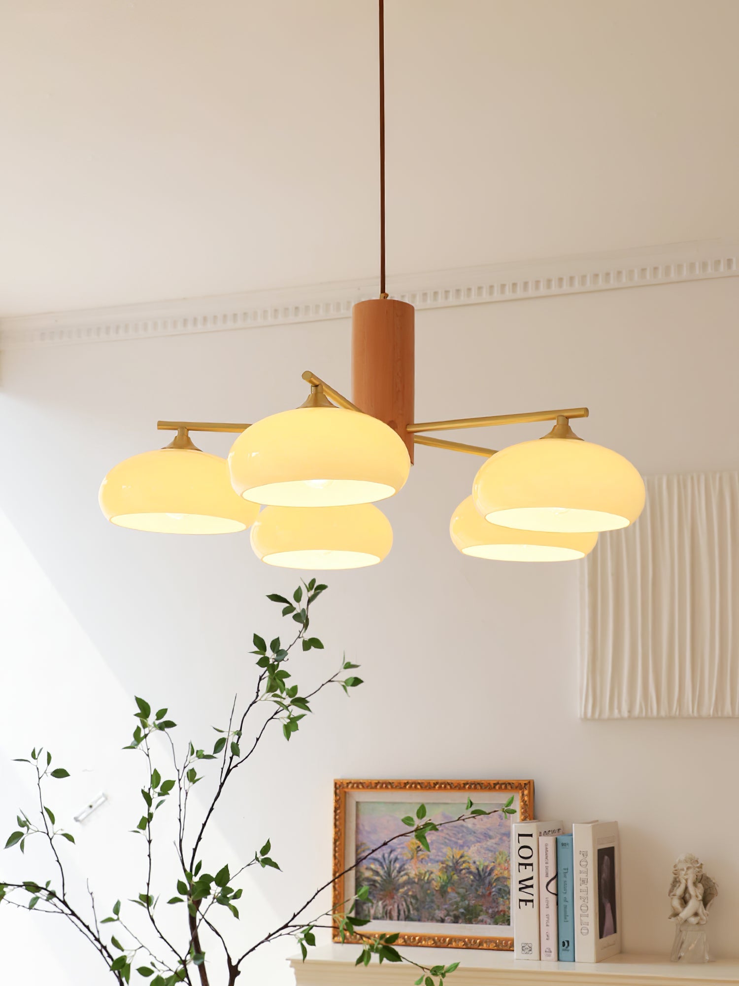 Modern Elliptical Persimmon Chandelier – Ceiling Light Fixture