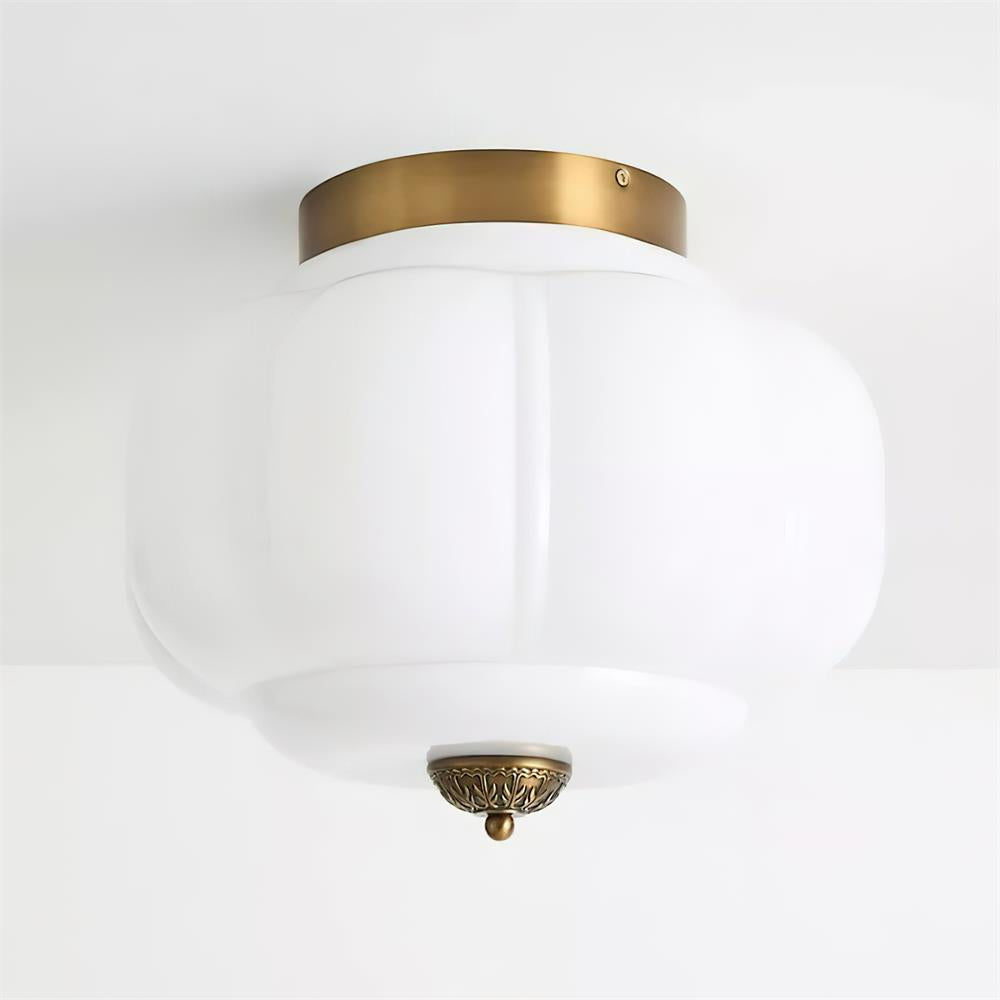 Flush Mount Ceiling Lamp – Stylish Green Glass Fixture