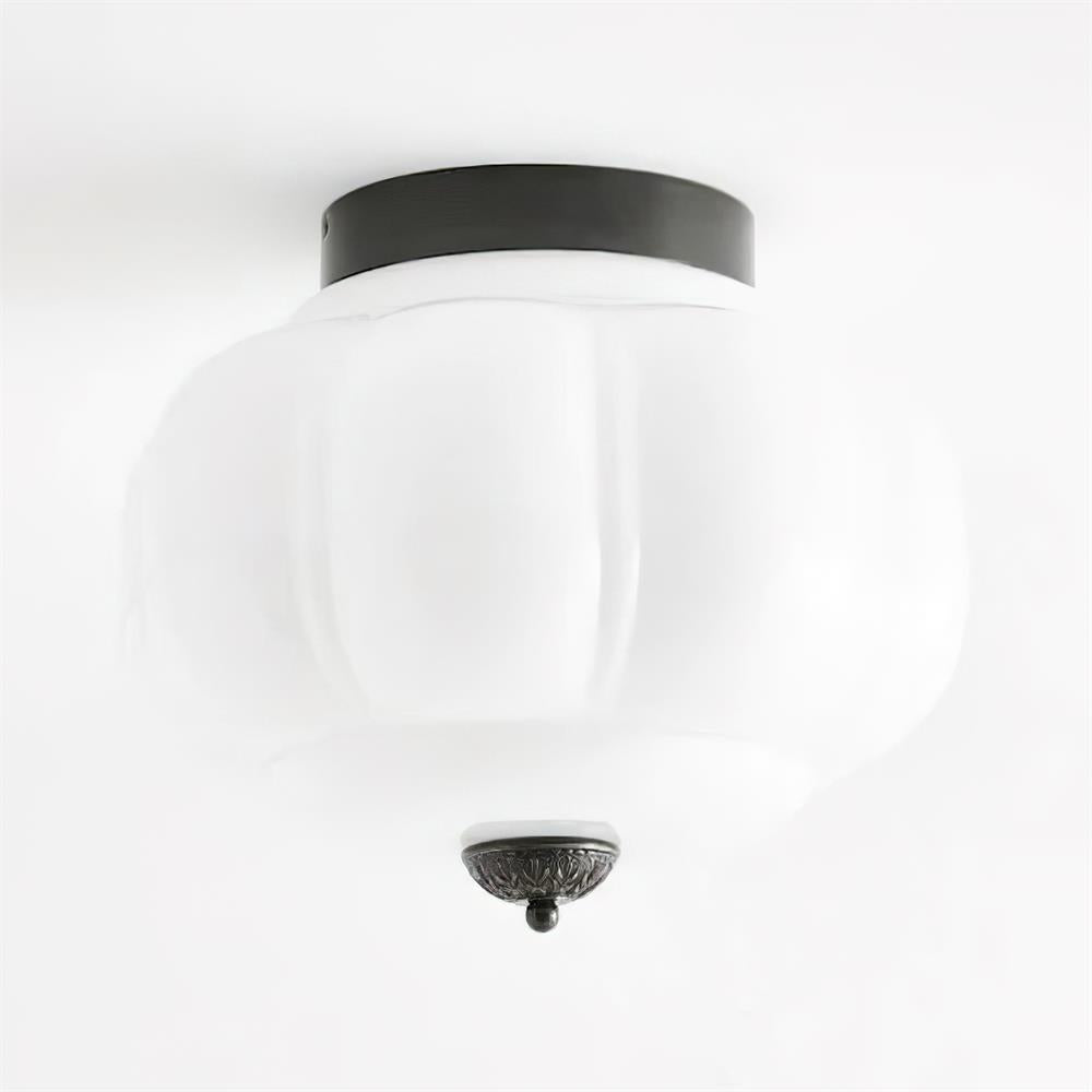 Flush Mount Ceiling Lamp – Stylish Green Glass Fixture
