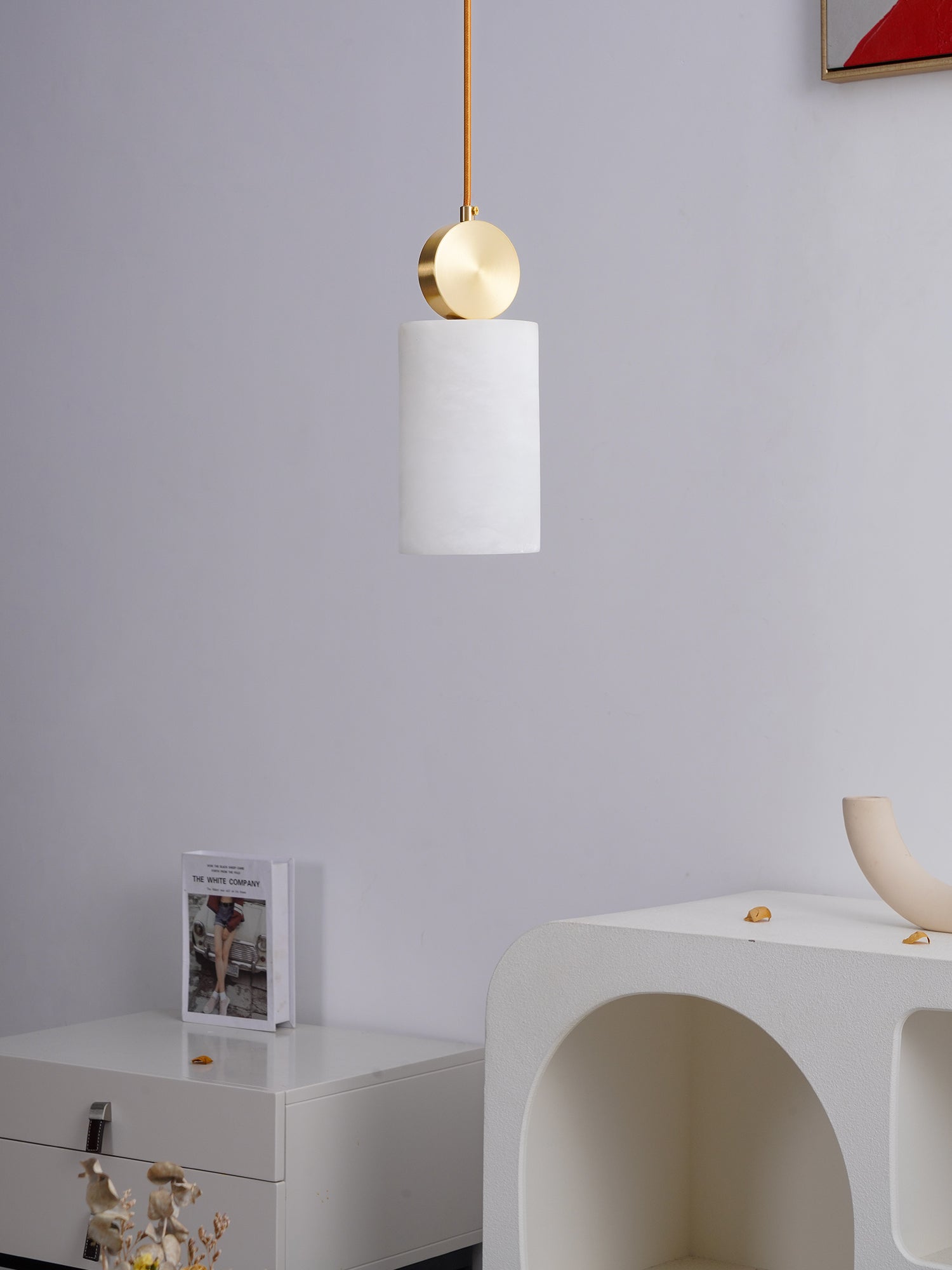 Alabaster Pendant Light – Modern Brass Ceiling Fixture