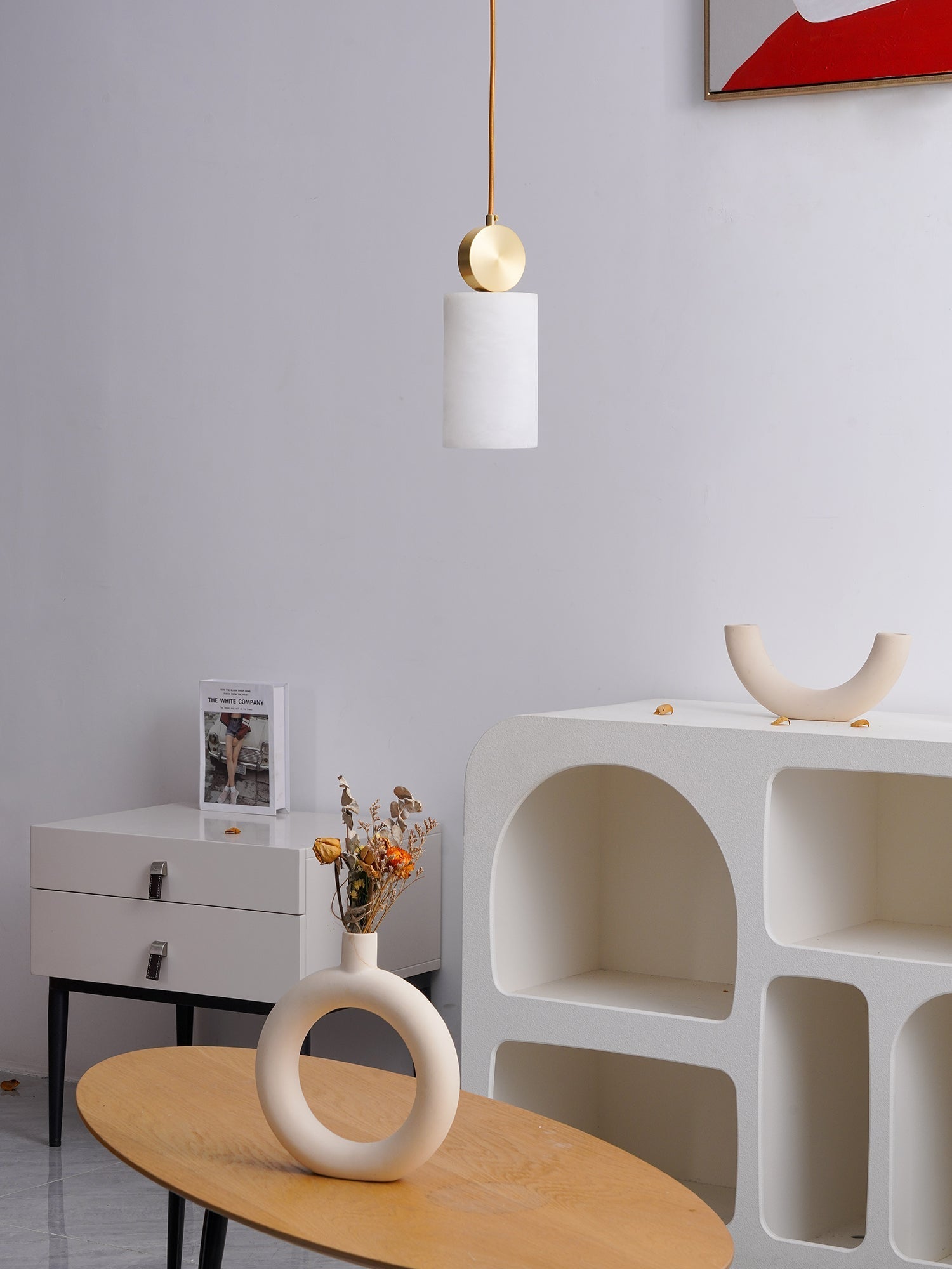 Alabaster Pendant Light – Modern Brass Ceiling Fixture