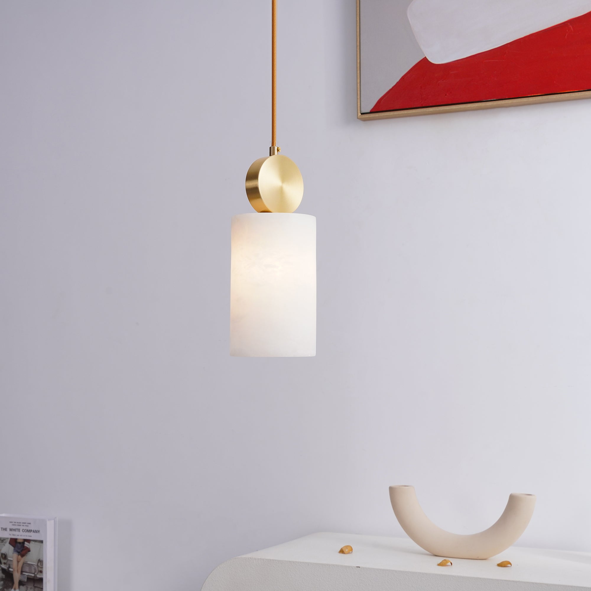 Alabaster Pendant Light – Modern Brass Ceiling Fixture