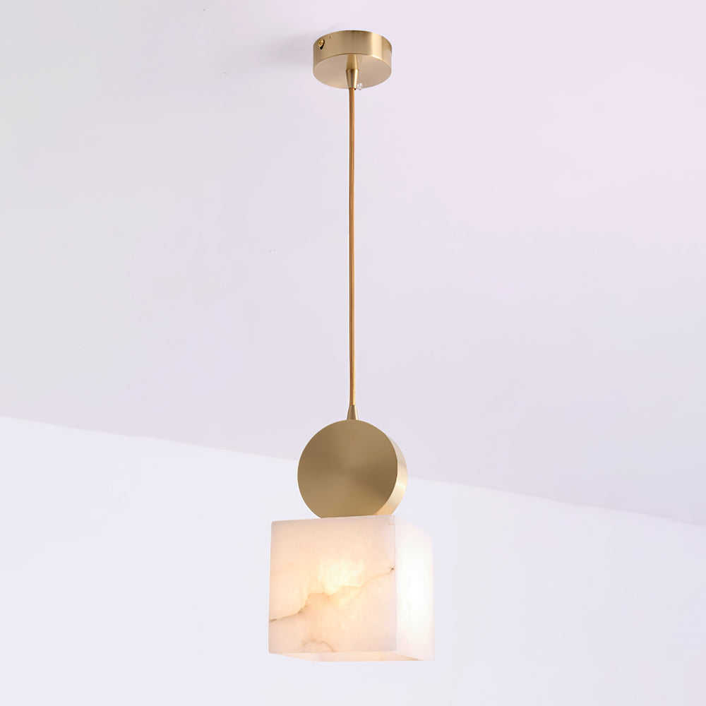 Alabaster Pendant Light – Modern Brass Ceiling Fixture
