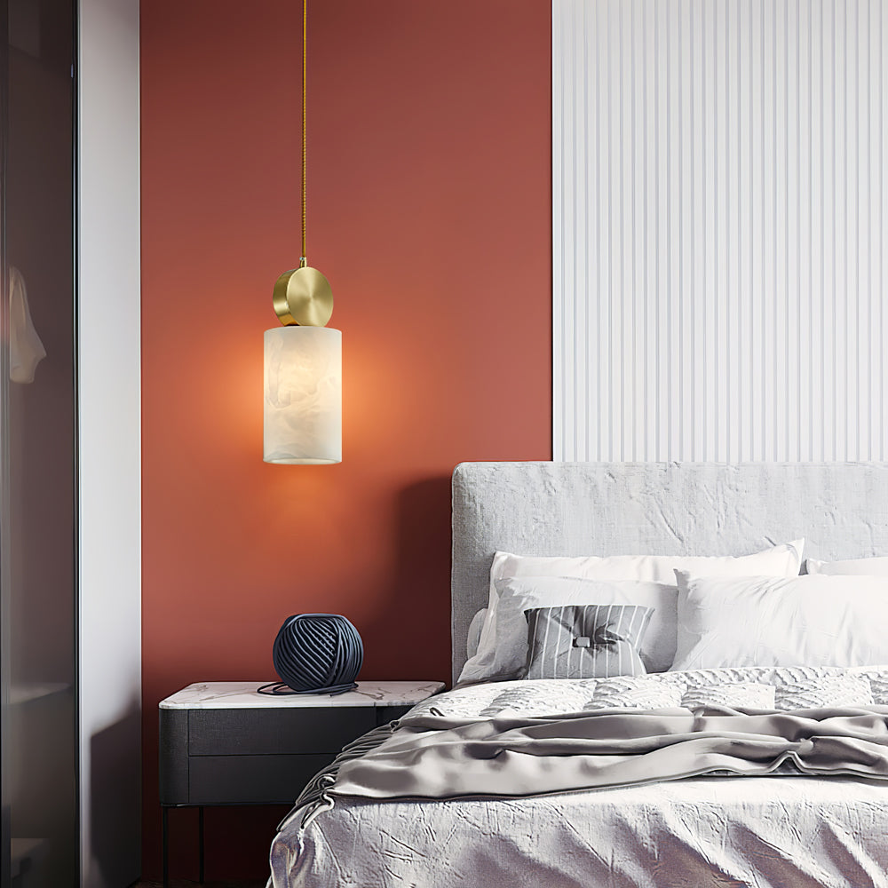 Alabaster Pendant Light – Modern Brass Ceiling Fixture