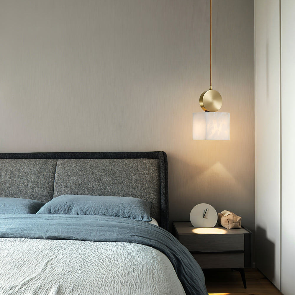 Alabaster Pendant Light – Modern Brass Ceiling Fixture