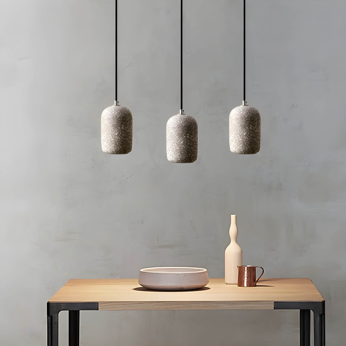 Cement-Finished Metal Pendant Light