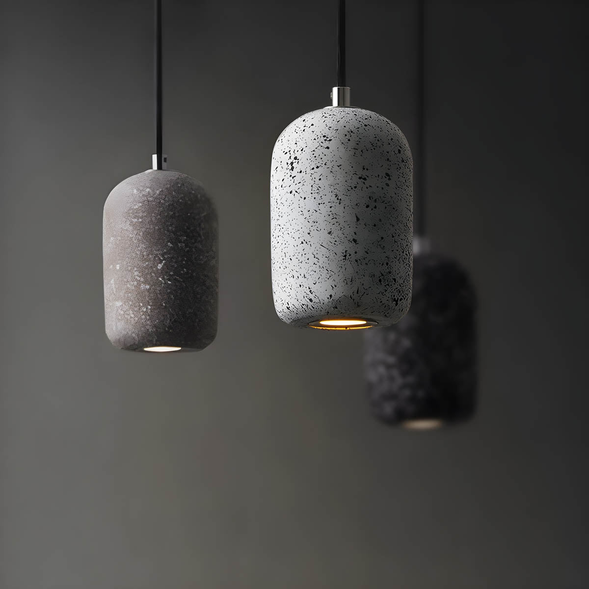 Cement-Finished Metal Pendant Light