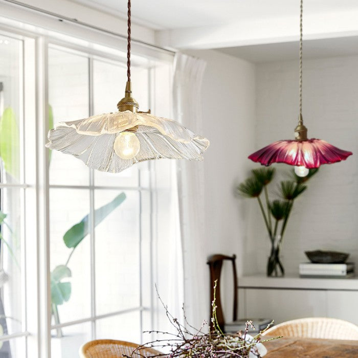 Glass Pendant Lamp | Floral Design | Ceiling Light