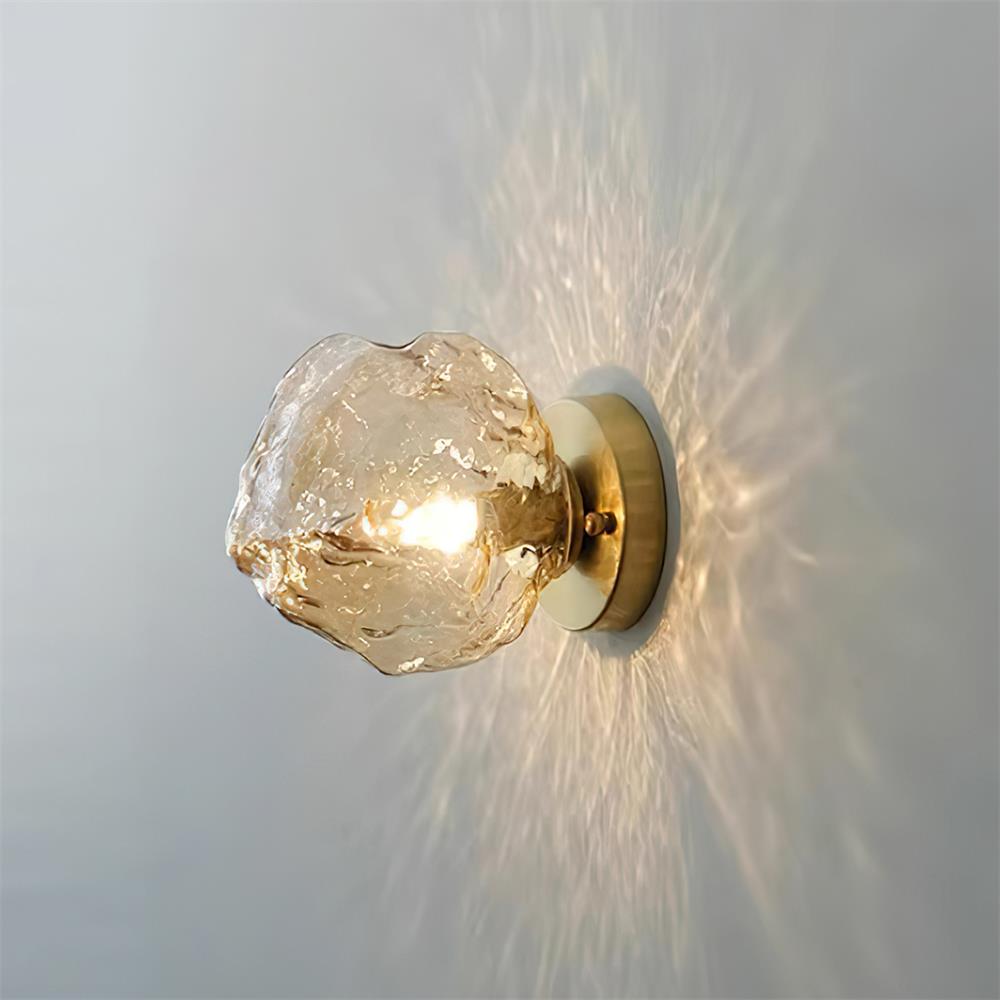 Textured Amber Glass Wall Lamp – Warm Ambient Lighting