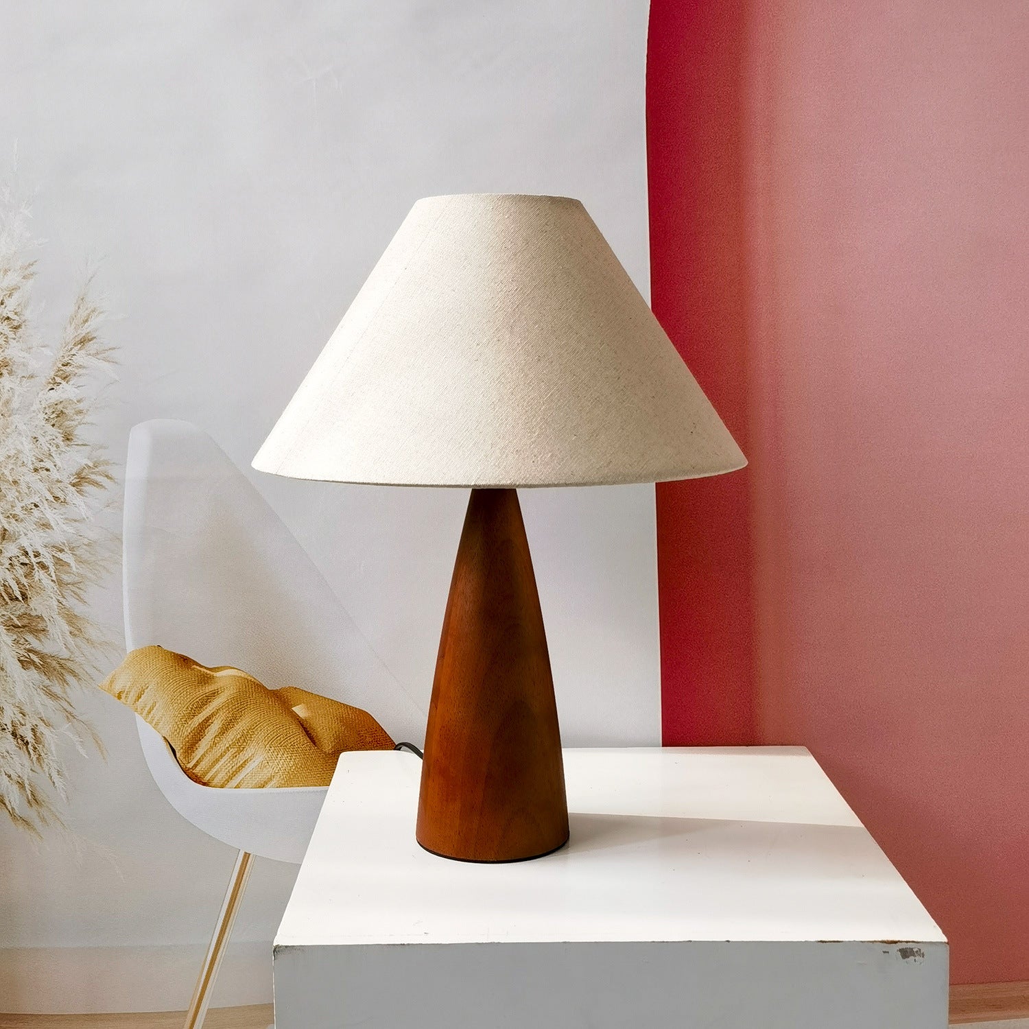 Scandinavian Mid-Century Style Wooden Table Lamp