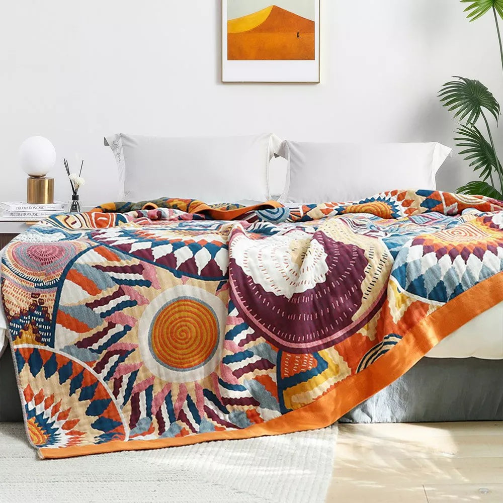 Nordic Sunburst Cotton Throw Blanket