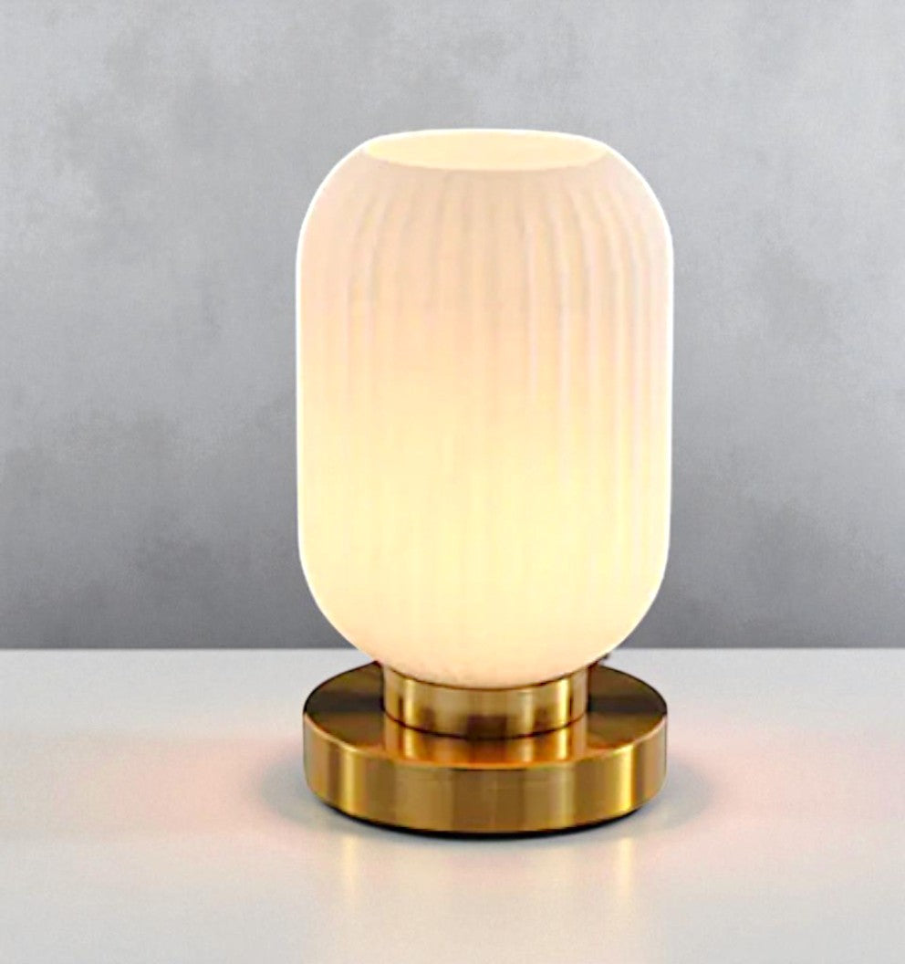 Classic Glass Table Lamp – Stylish Glow with Gold Accent