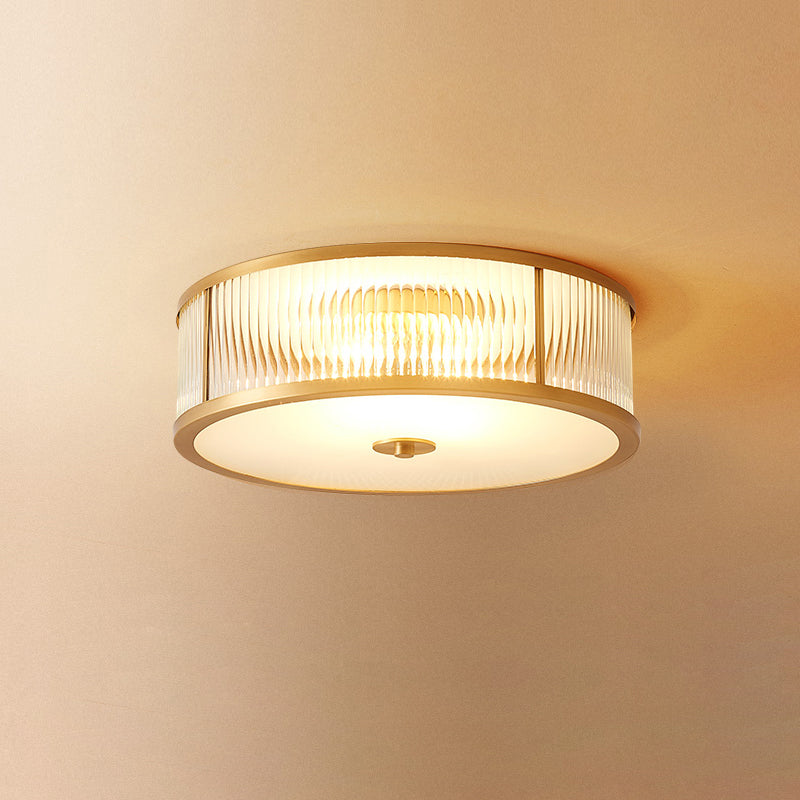 Sleek Vintage Ceiling Light – Brass Frame with Polished Glass Globes