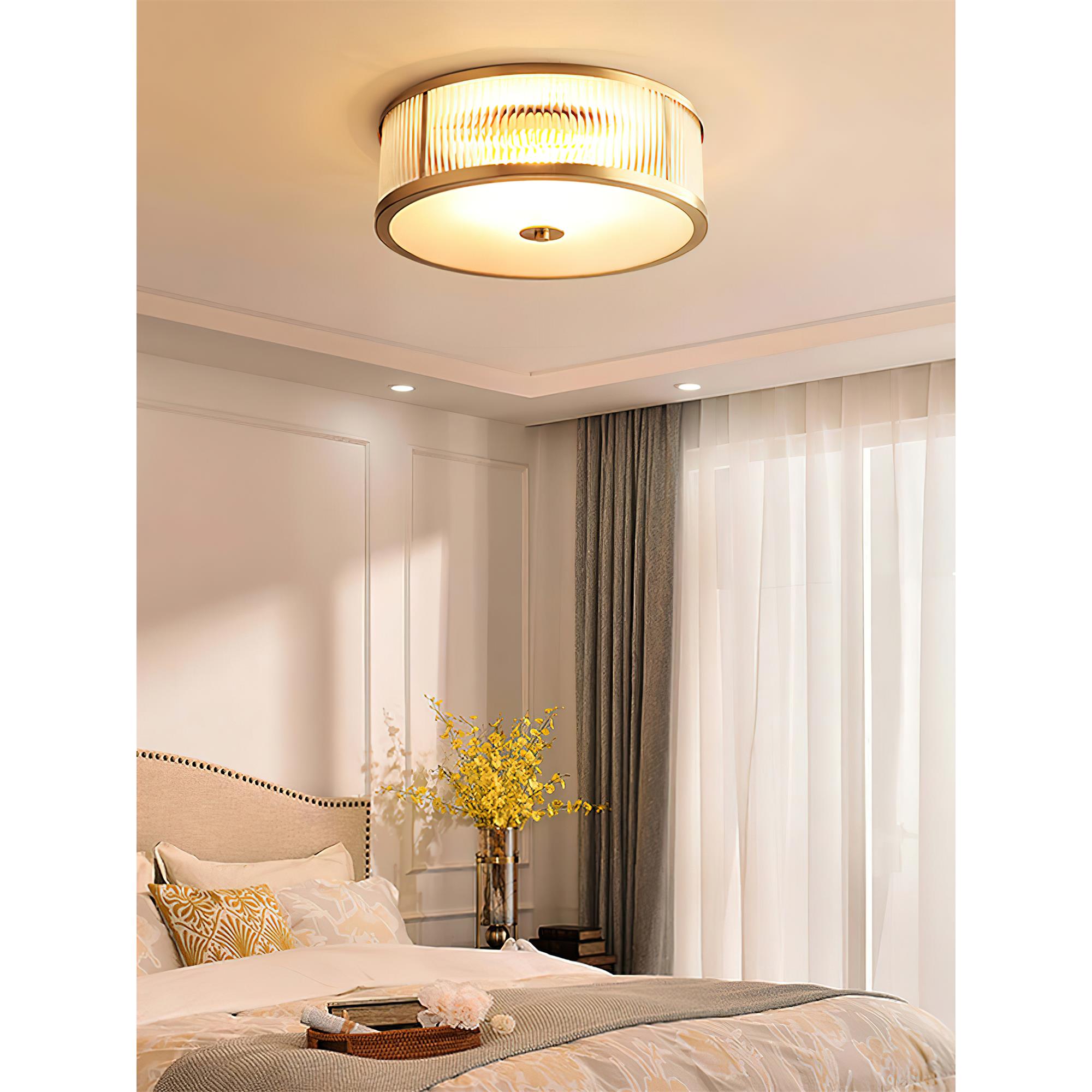 Sleek Vintage Ceiling Light – Brass Frame with Polished Glass Globes