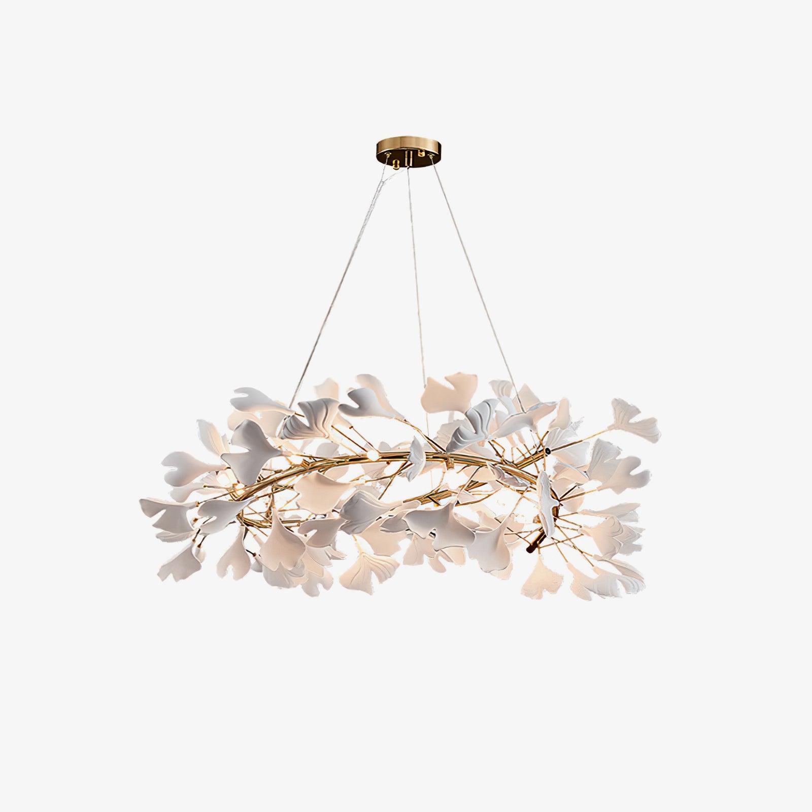 Modern Metal & Ceramic Chandelier – Sculptural Swirl Design Ceiling Fixture