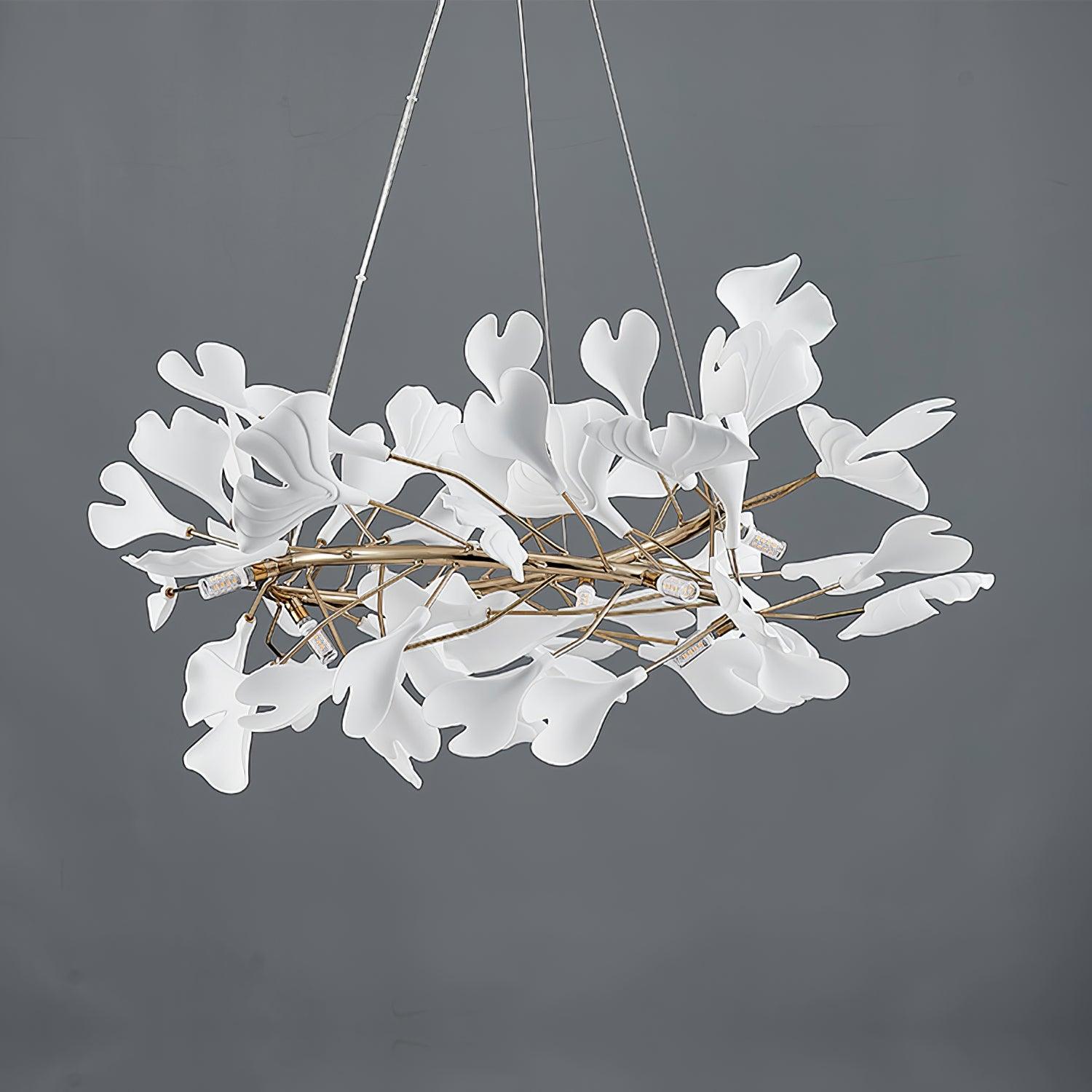 Modern Metal & Ceramic Chandelier – Sculptural Swirl Design Ceiling Fixture