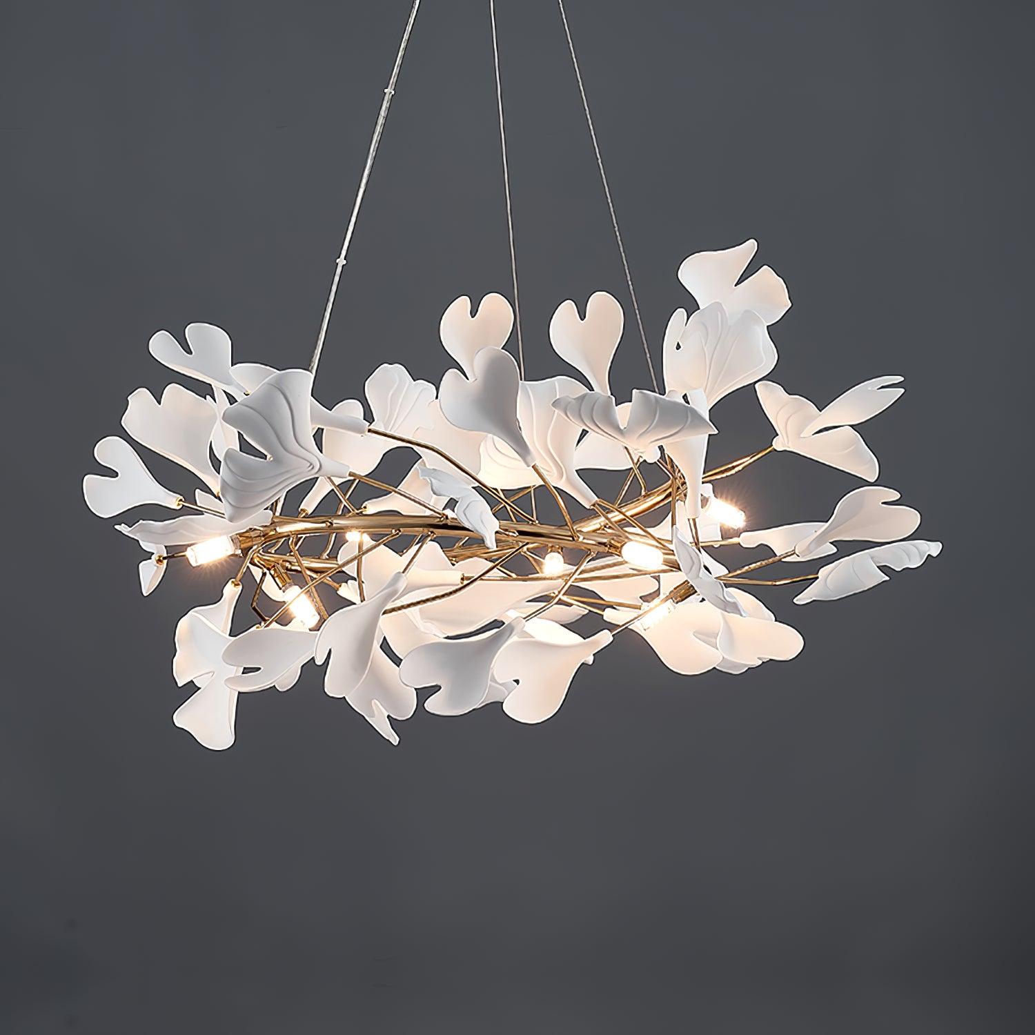 Modern Metal & Ceramic Chandelier – Sculptural Swirl Design Ceiling Fixture