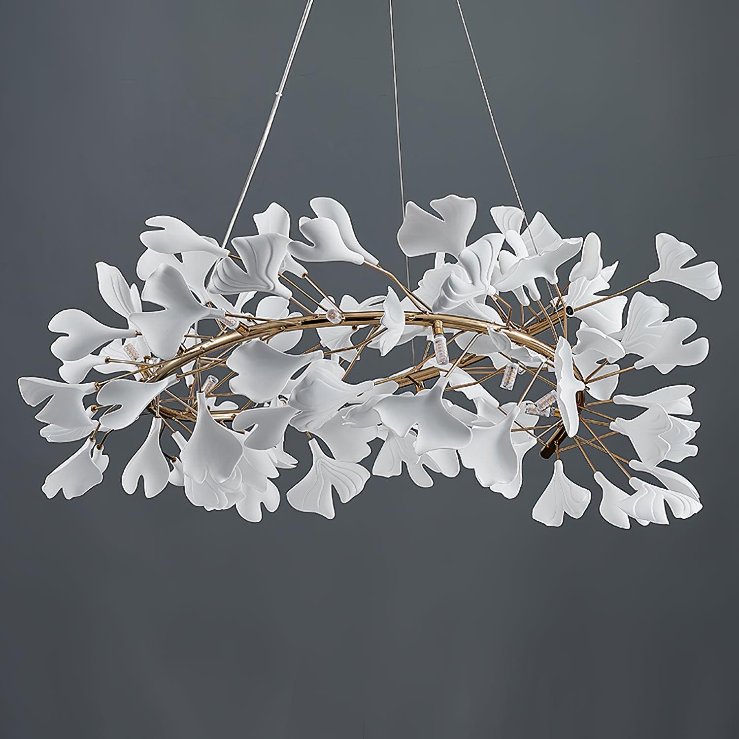 Modern Metal & Ceramic Chandelier – Sculptural Swirl Design Ceiling Fixture