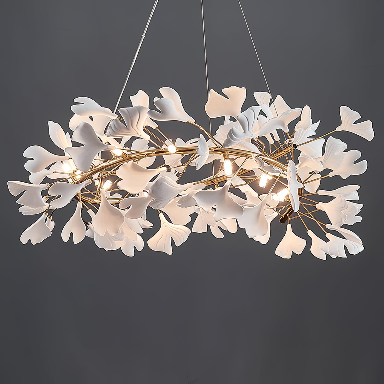 Modern Metal & Ceramic Chandelier – Sculptural Swirl Design Ceiling Fixture