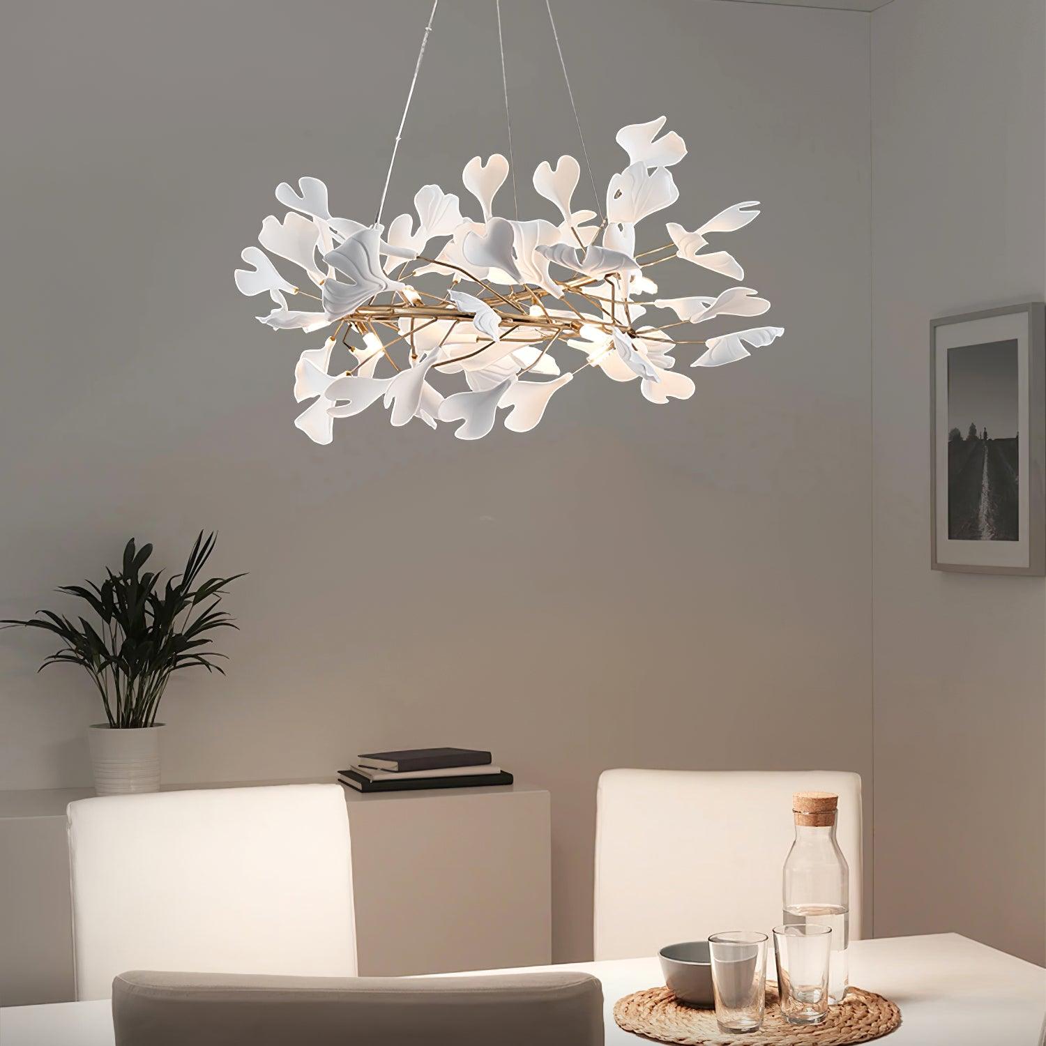 Modern Metal & Ceramic Chandelier – Sculptural Swirl Design Ceiling Fixture