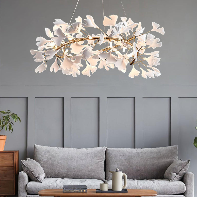 Modern Metal & Ceramic Chandelier – Sculptural Swirl Design Ceiling Fixture