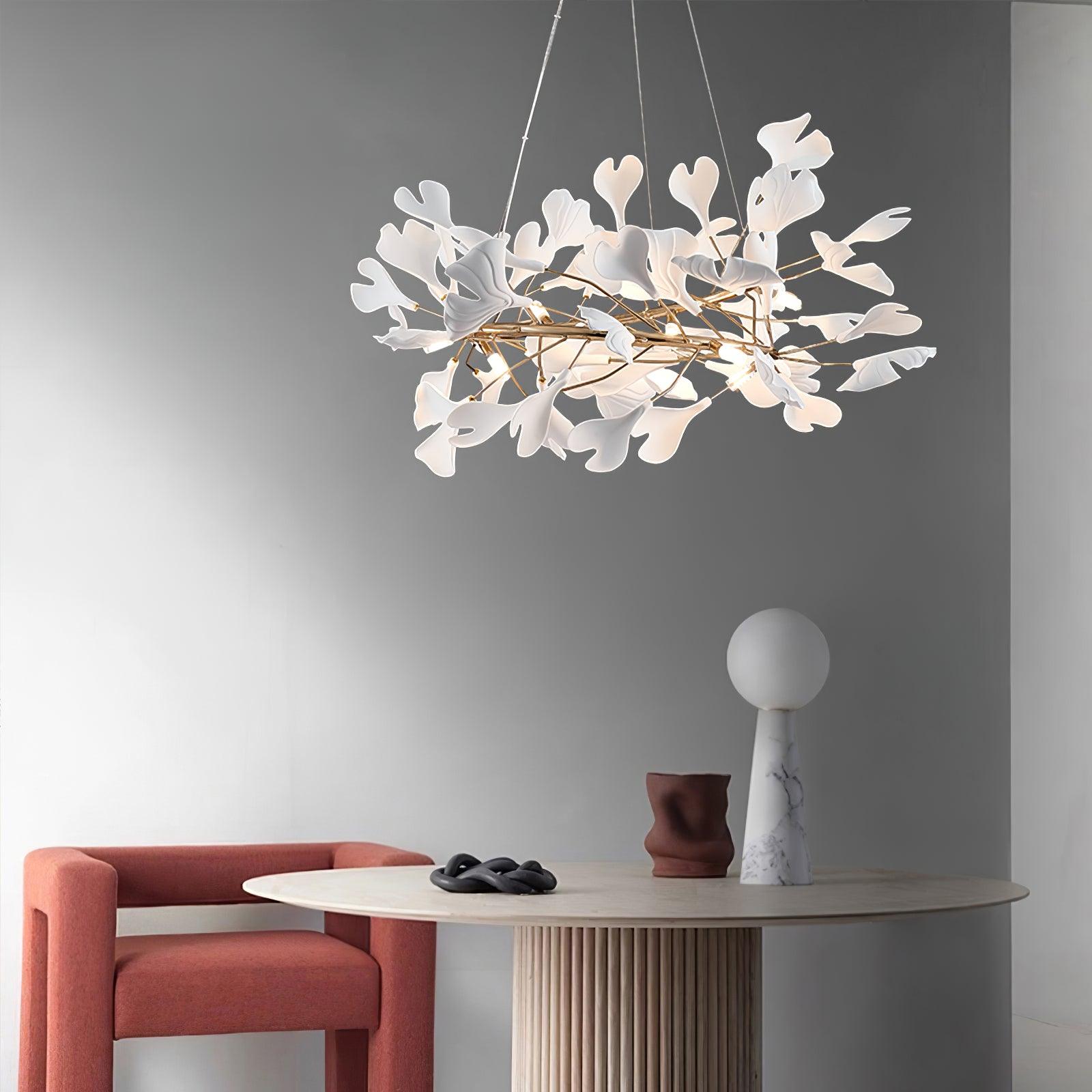 Modern Metal & Ceramic Chandelier – Sculptural Swirl Design Ceiling Fixture