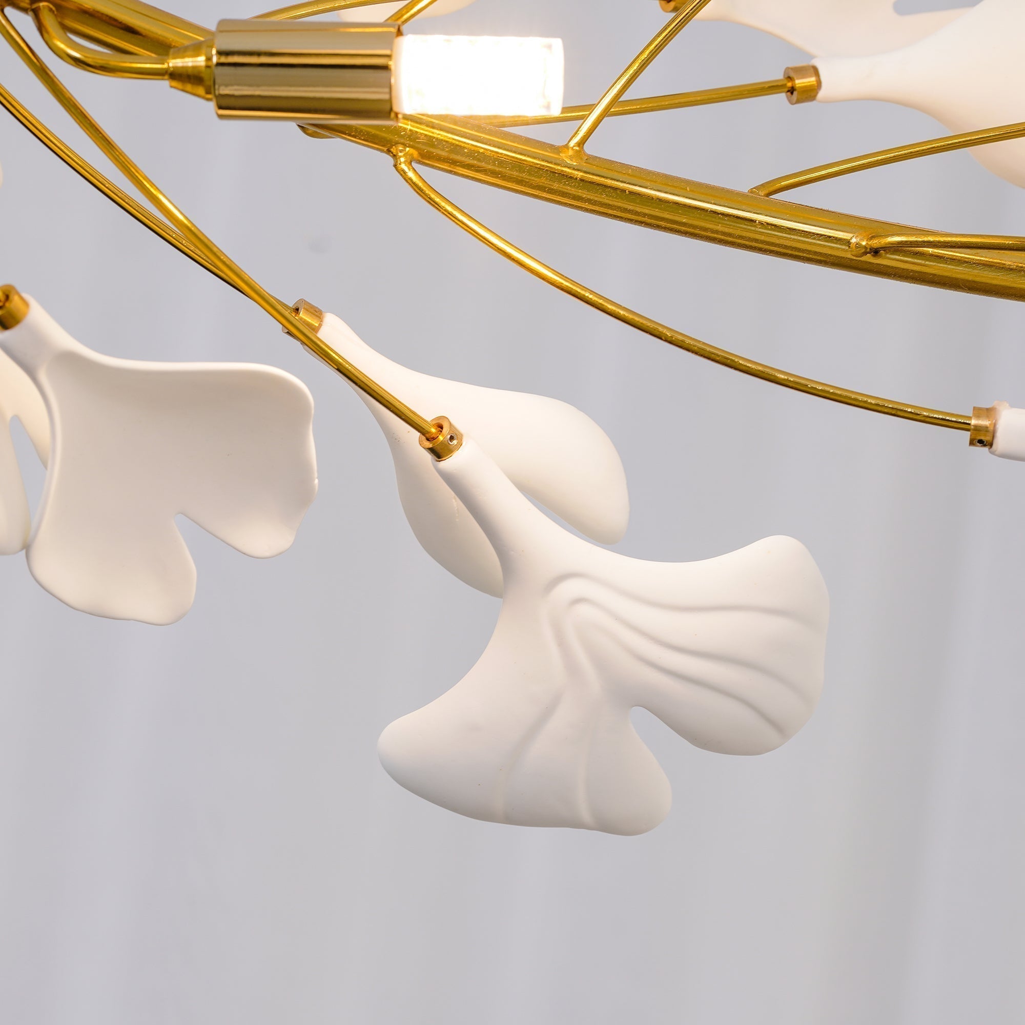 Modern Metal & Ceramic Chandelier – Sculptural Swirl Design Ceiling Fixture