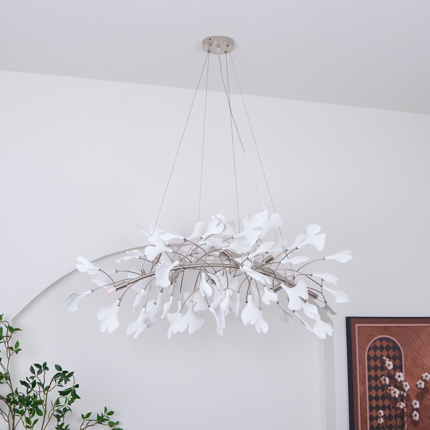 Contemporary Ceramic Gingko Petal Tree Chandelier - Modern Ceiling Lamp