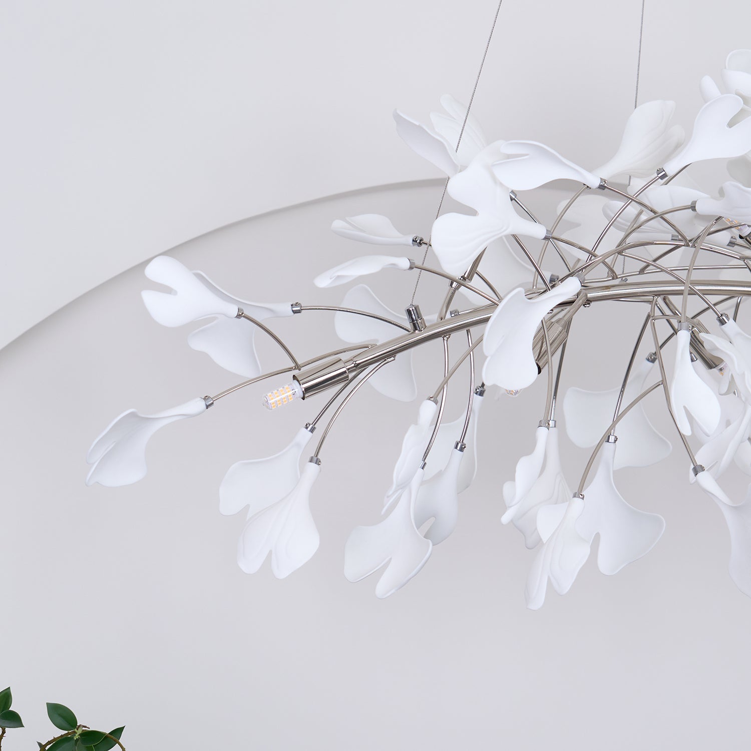 Contemporary Ceramic Gingko Petal Tree Chandelier - Modern Ceiling Lamp