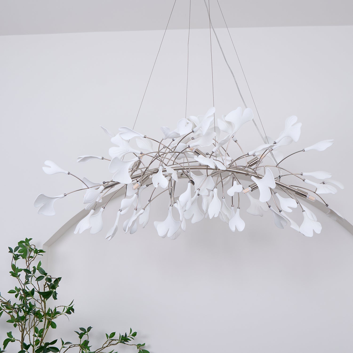 Contemporary Ceramic Gingko Petal Tree Chandelier - Modern Ceiling Lamp