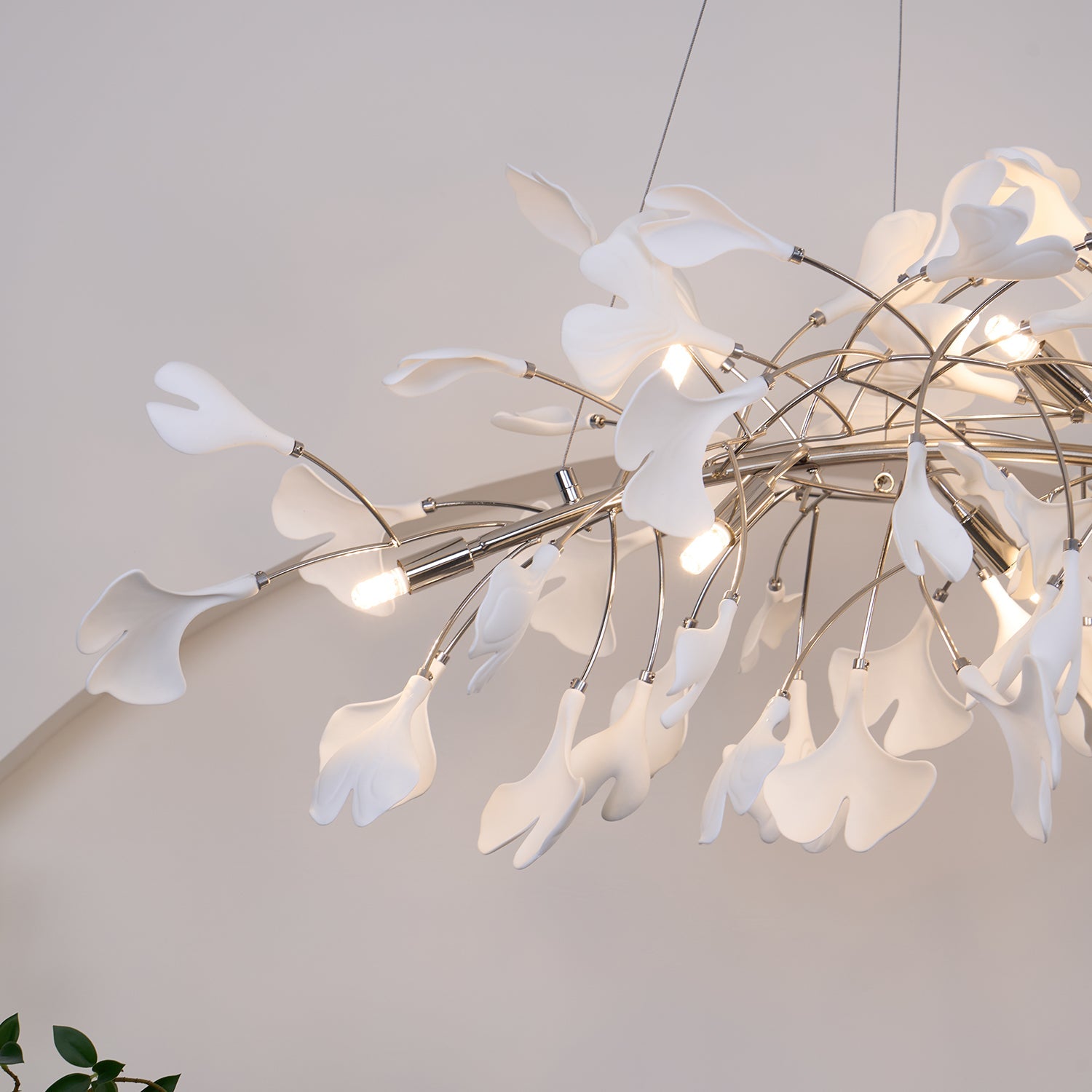 Contemporary Ceramic Gingko Petal Tree Chandelier - Modern Ceiling Lamp
