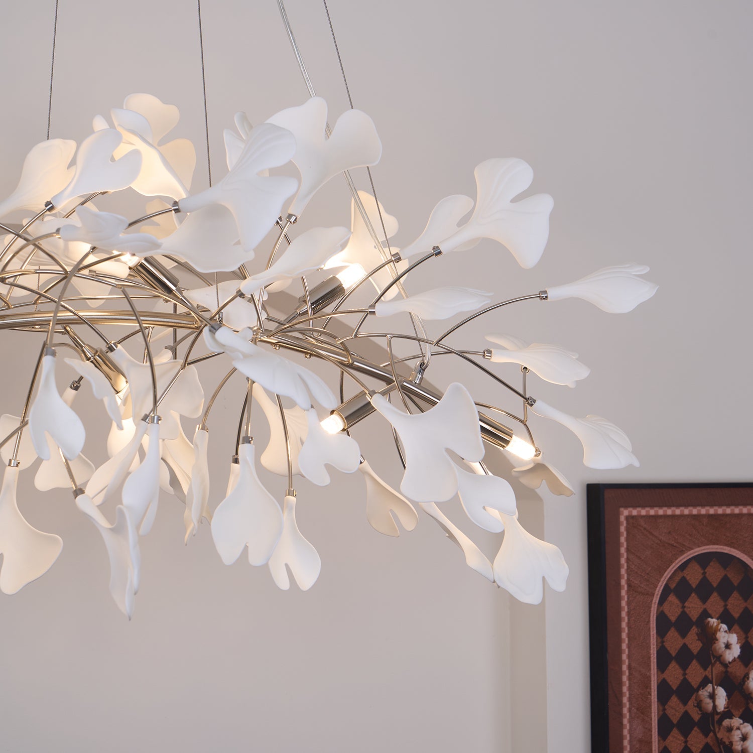 Contemporary Ceramic Gingko Petal Tree Chandelier - Modern Ceiling Lamp