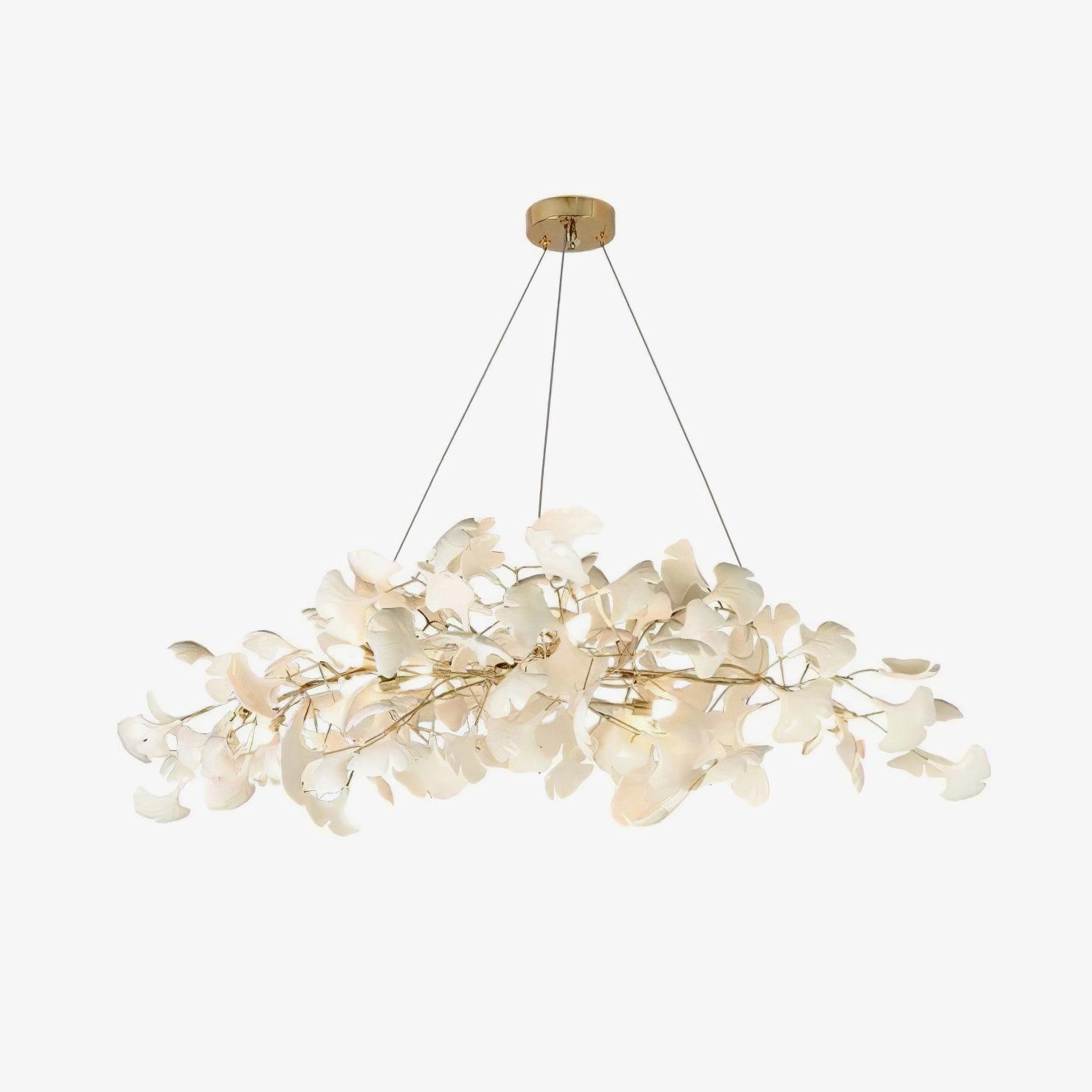 Contemporary Ceramic Gingko Petal Tree Chandelier - Modern Ceiling Lamp