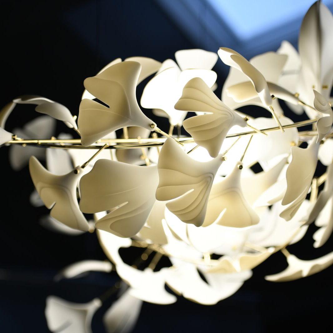 Contemporary Ceramic Gingko Petal Tree Chandelier - Modern Ceiling Lamp