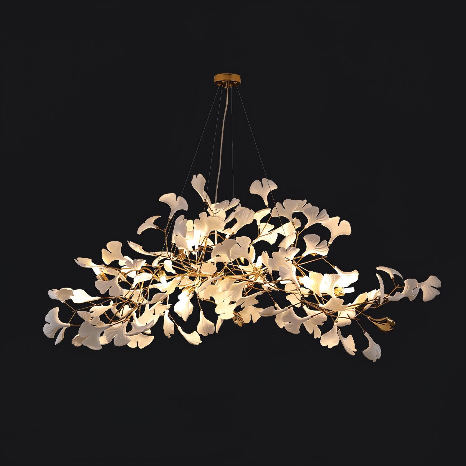 Contemporary Ceramic Gingko Petal Tree Chandelier - Modern Ceiling Lamp