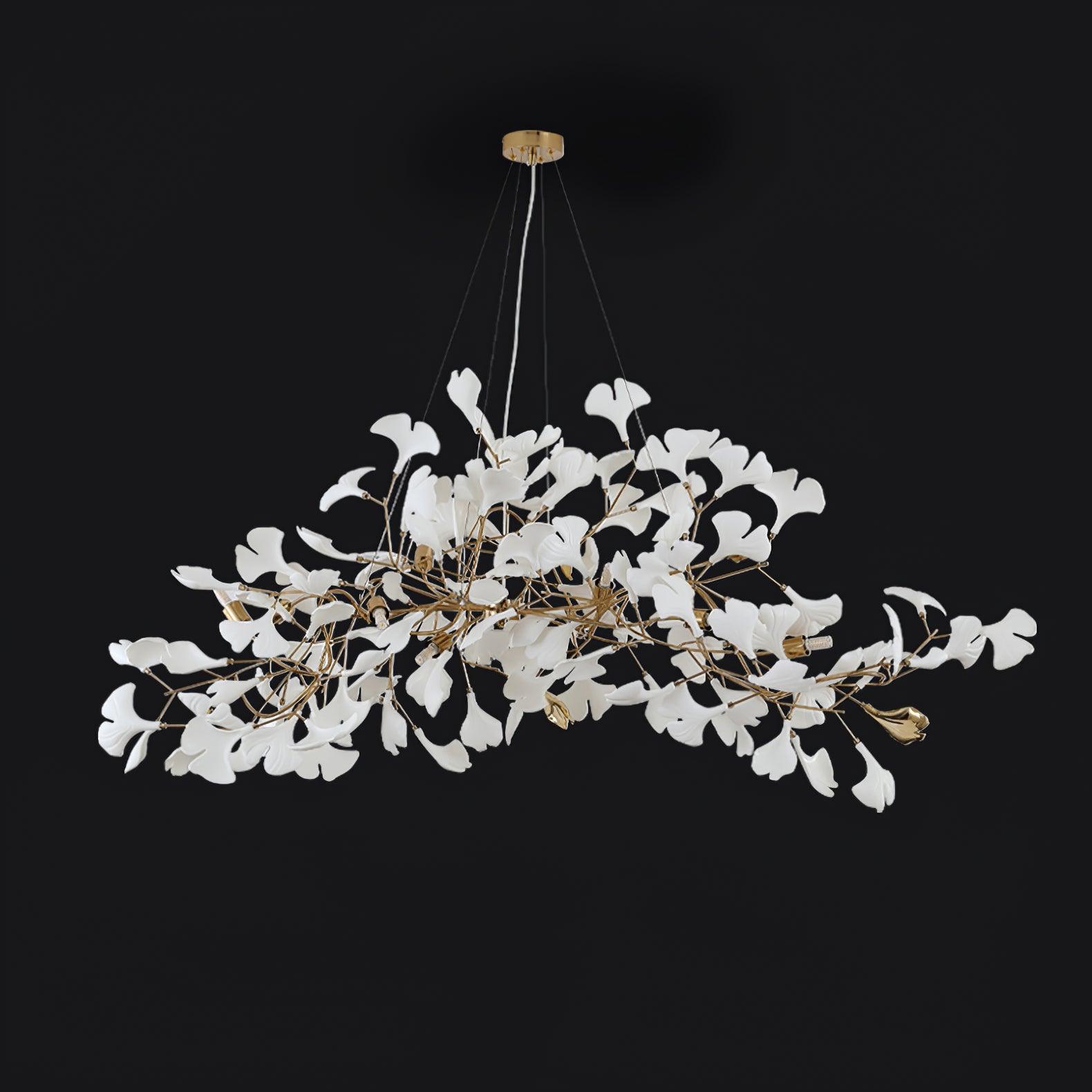 Contemporary Ceramic Gingko Petal Tree Chandelier - Modern Ceiling Lamp