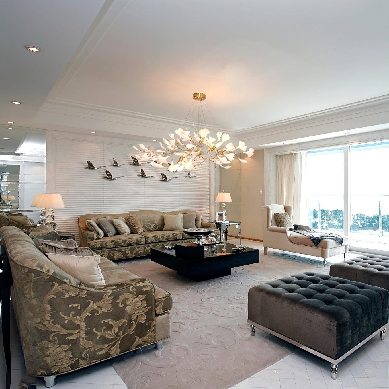 Contemporary Ceramic Gingko Petal Tree Chandelier - Modern Ceiling Lamp