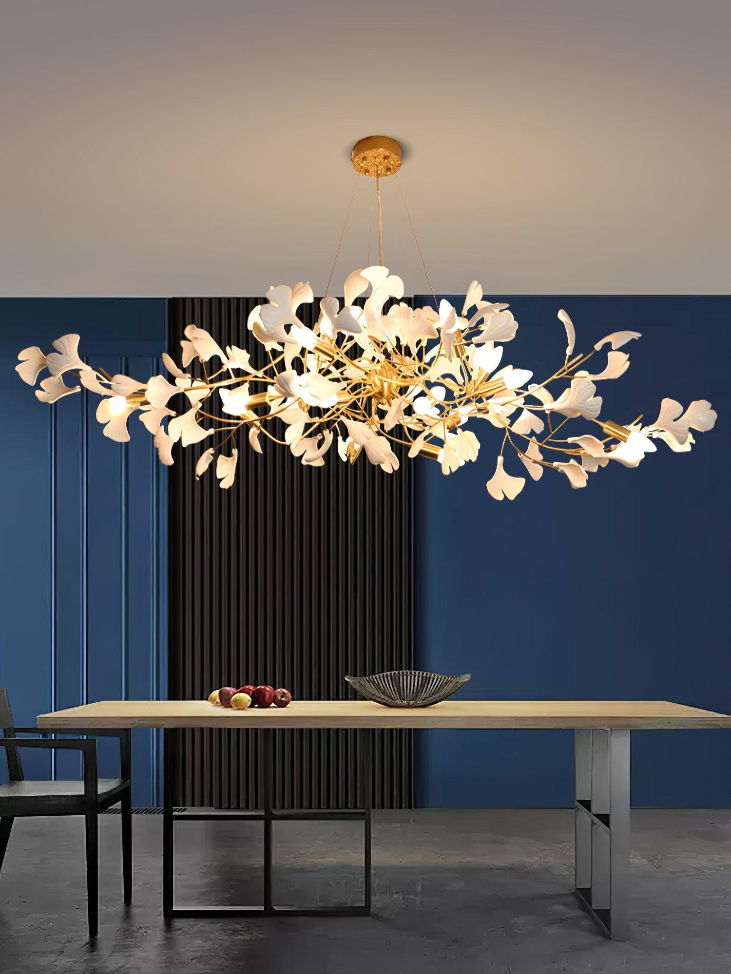 Contemporary Ceramic Gingko Petal Tree Chandelier - Modern Ceiling Lamp
